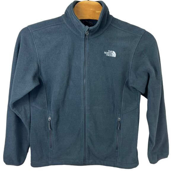 The North Face Mens Gray Full Zip Polartec Fleece Jacket Large Flaw - Picture 1 of 7